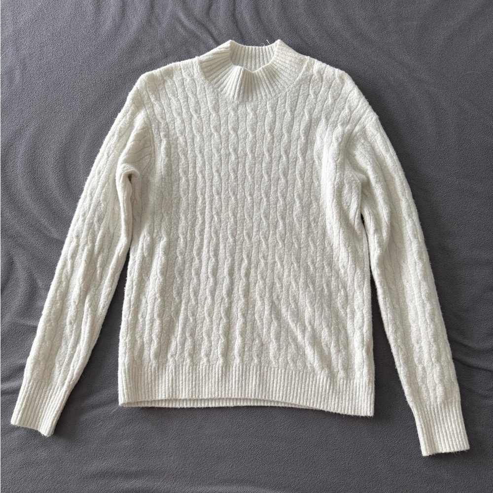 J. Crew extra-soft yarn cable knit mockneck sweater
